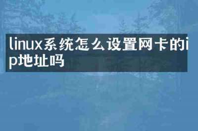linux系统怎么设置网卡的ip地址吗
