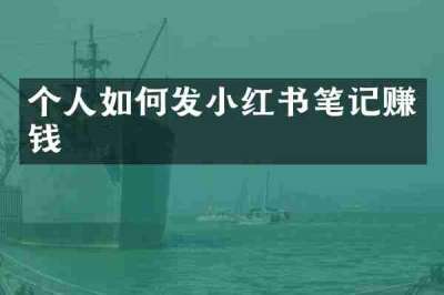 个人如何发小红书笔记赚钱