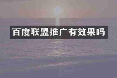 百度联盟推广有效果吗