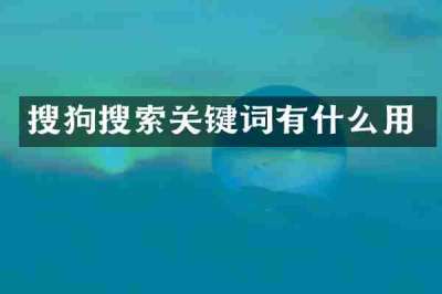 搜狗搜索关键词有什么用
