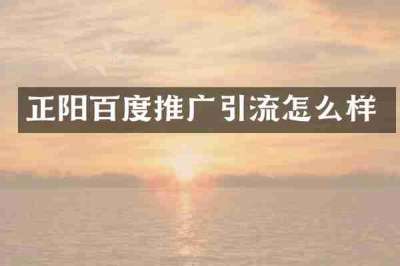 正阳百度推广引流怎么样