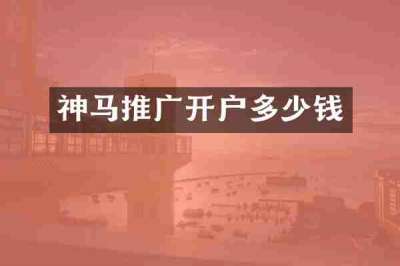 神马推广开户多少钱