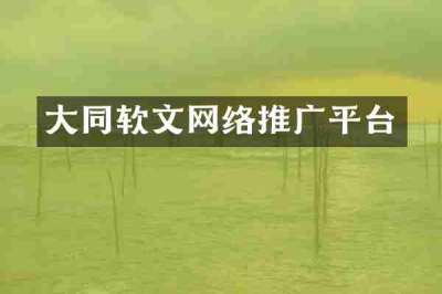 大同软文网络推广平台