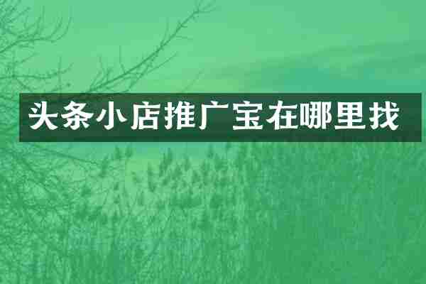 头条小店推广宝在哪里找