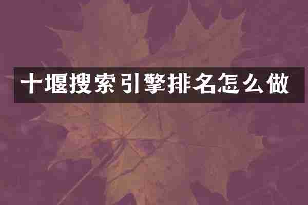 十堰搜索引擎排名怎么做