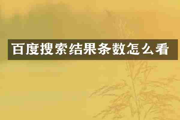 百度搜索结果条数怎么看