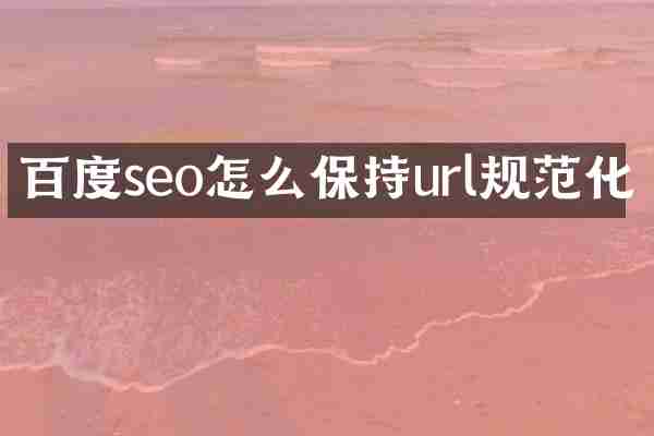 百度seo怎么保持url规范化