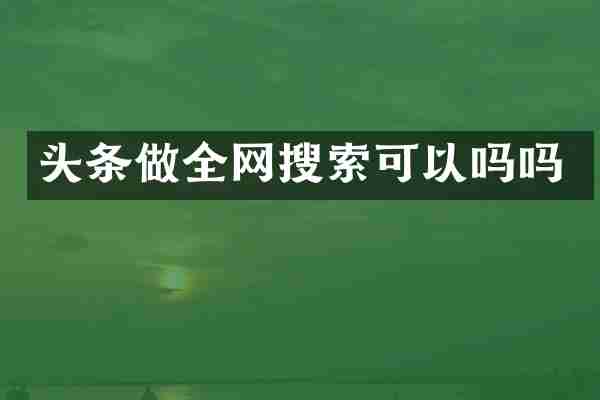 头条做全网搜索可以吗吗