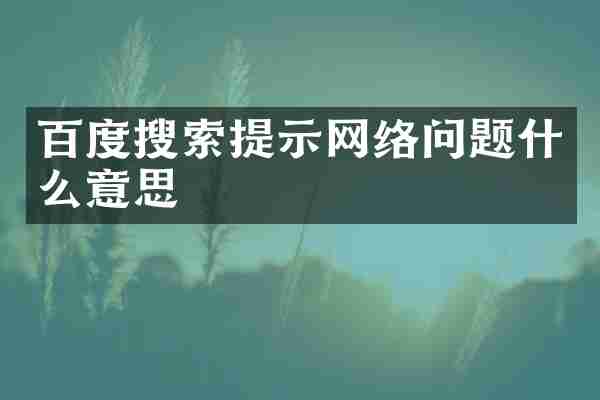 百度搜索提示网络问题什么意思