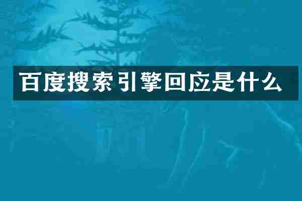 百度搜索引擎回应是什么
