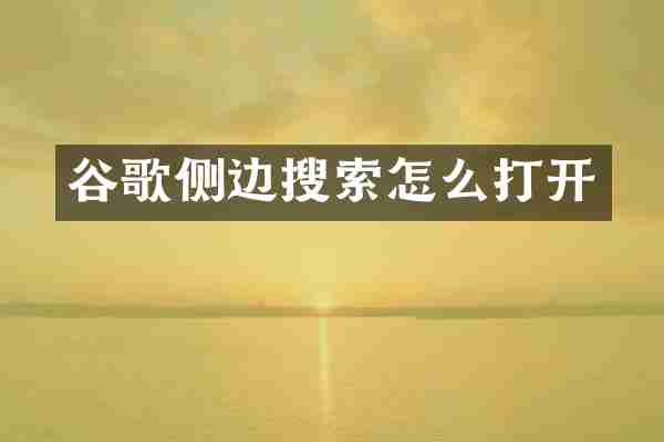 谷歌侧边搜索怎么打开