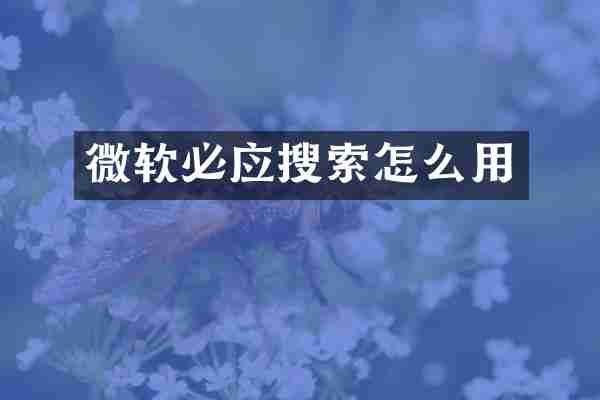微软必应搜索怎么用