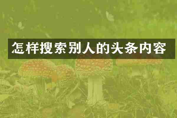 怎样搜索别人的头条内容