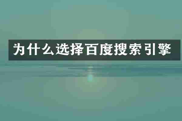 为什么选择百度搜索引擎
