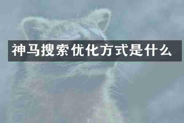 神马搜索优化方式是什么