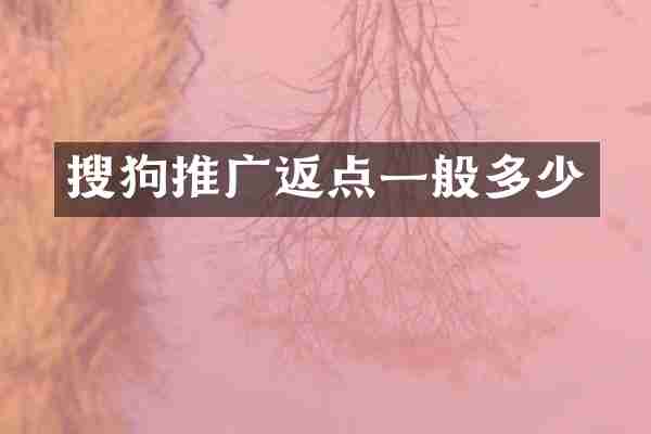 搜狗推广返点一般多少