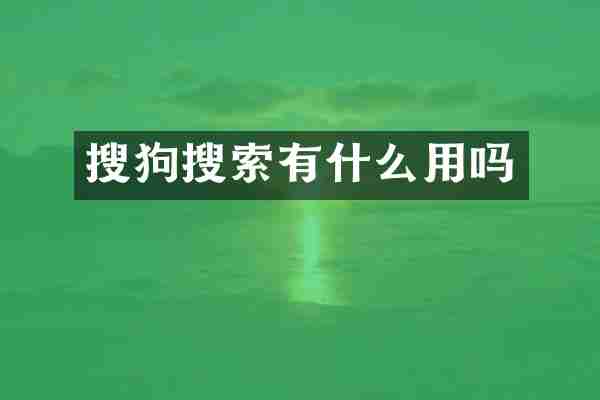 搜狗搜索有什么用吗