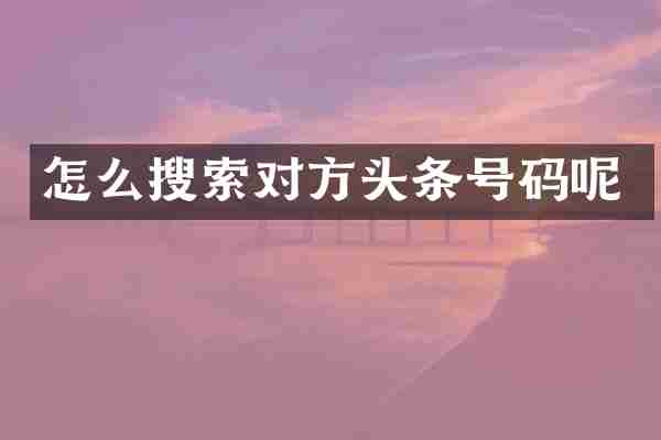 怎么搜索对方头条号码呢