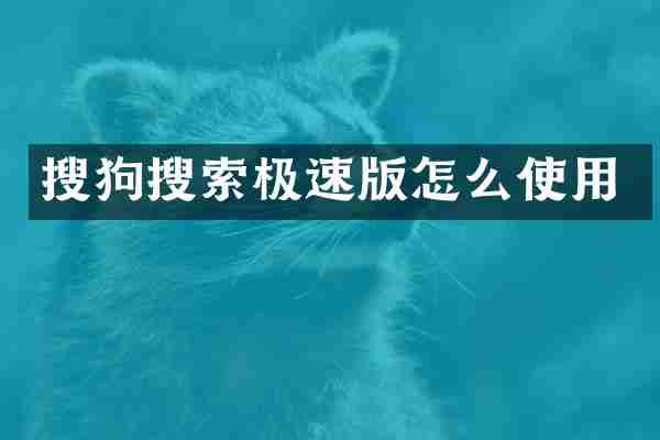 搜狗搜索极速版怎么使用