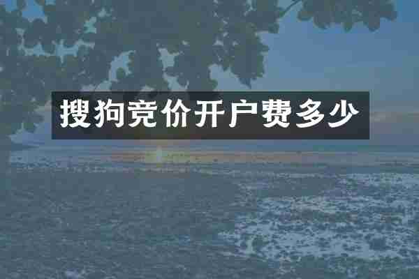 搜狗竞价开户费多少
