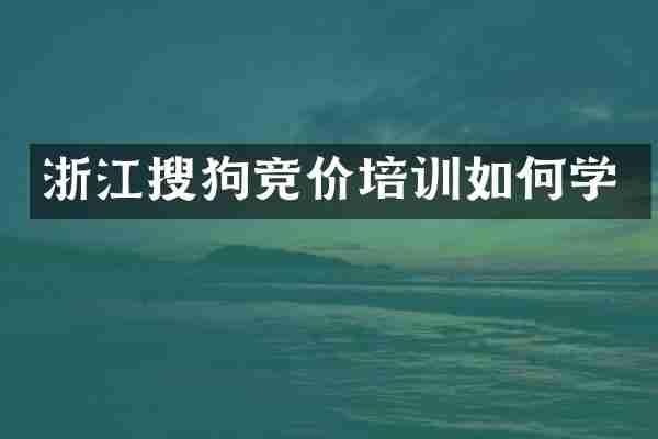 浙江搜狗竞价培训如何学
