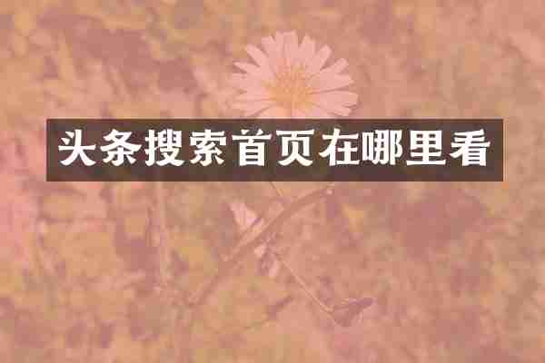 头条搜索首页在哪里看