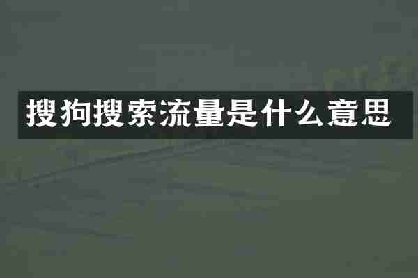 搜狗搜索流量是什么意思