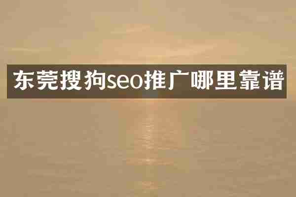 东莞搜狗seo推广哪里靠谱