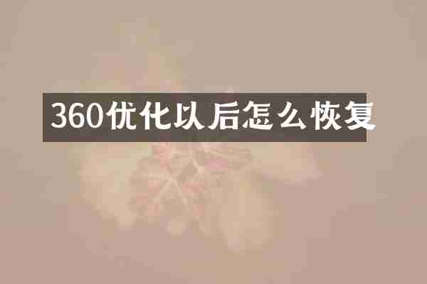 360优化以后怎么恢复