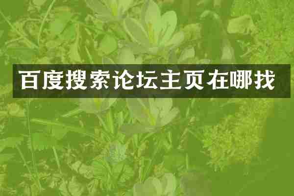 百度搜索论坛主页在哪找