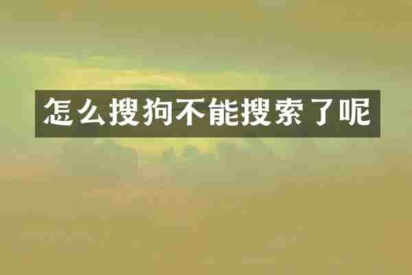 怎么搜狗不能搜索了呢