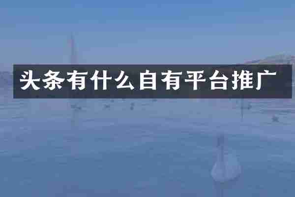 头条有什么自有平台推广