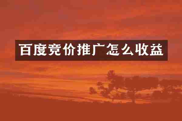 百度竞价推广怎么收益