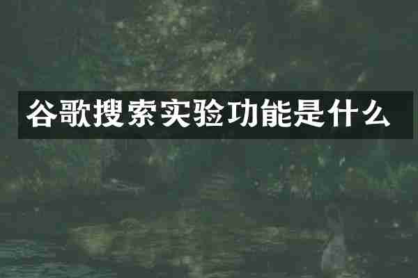 谷歌搜索实验功能是什么
