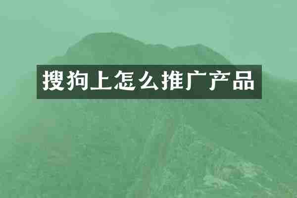 搜狗上怎么推广产品