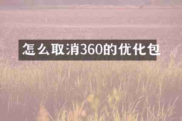 怎么取消360的优化包