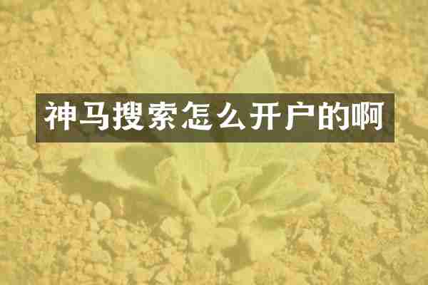 神马搜索怎么开户的啊