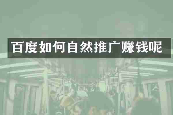 百度如何自然推广赚钱呢