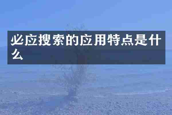 必应搜索的应用特点是什么