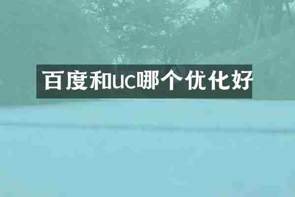 百度和uc哪个优化好