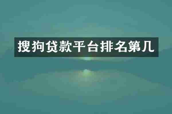 搜狗贷款平台排名第几