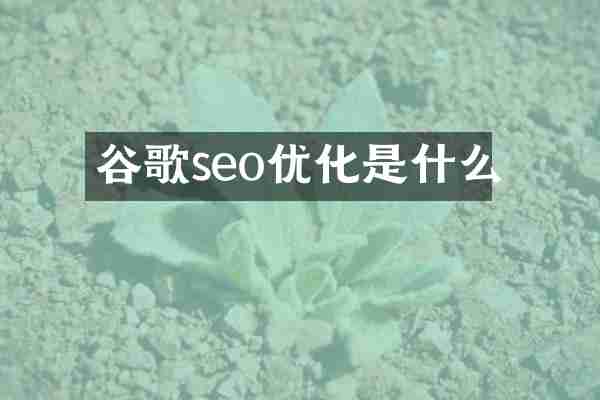 谷歌seo优化是什么