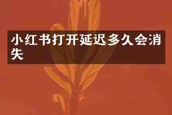 小红书打开延迟多久会消失