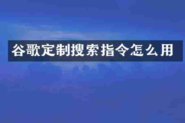 谷歌定制搜索指令怎么用