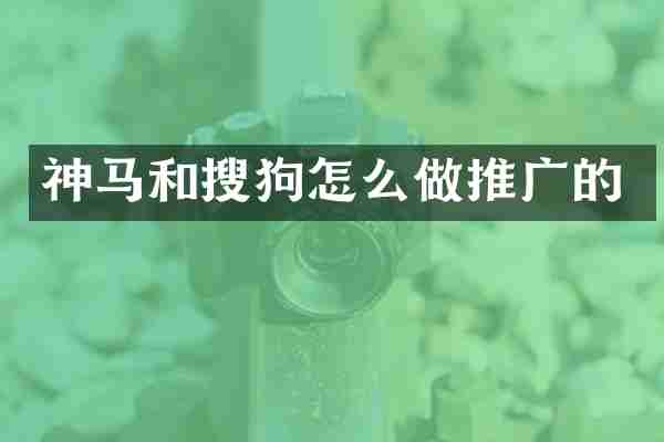 神马和搜狗怎么做推广的