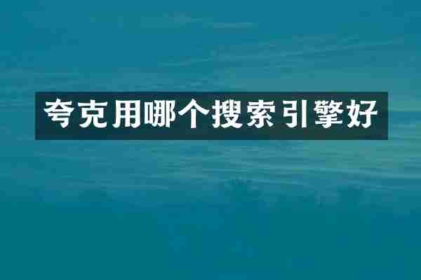 夸克用哪个搜索引擎好