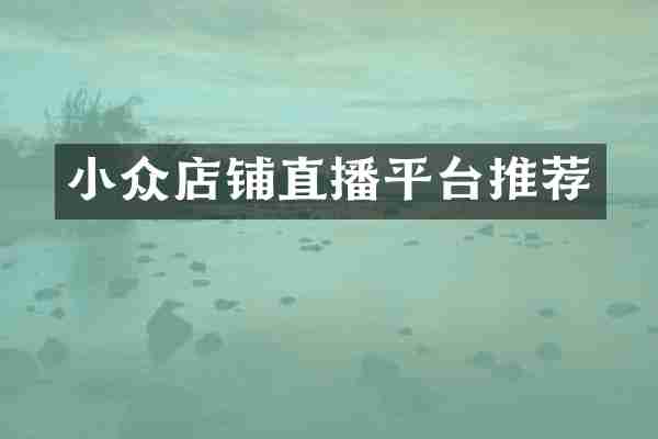 小众店铺直播平台推荐