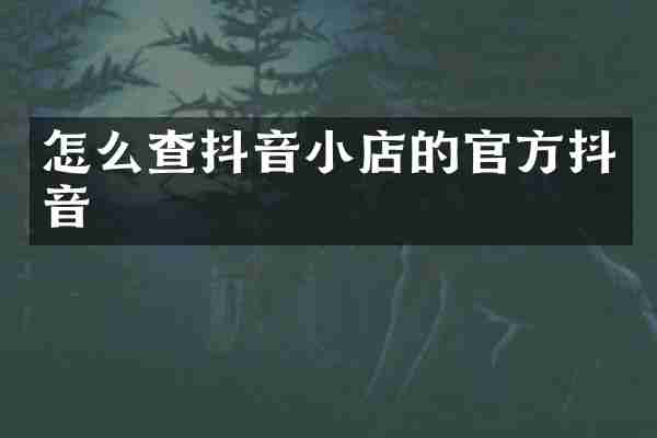 怎么查抖音小店的官方抖音