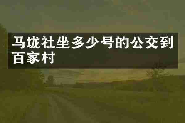 马垅社坐多少号的公交到百家村