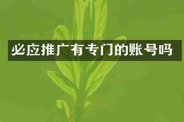 必应推广有专门的账号吗